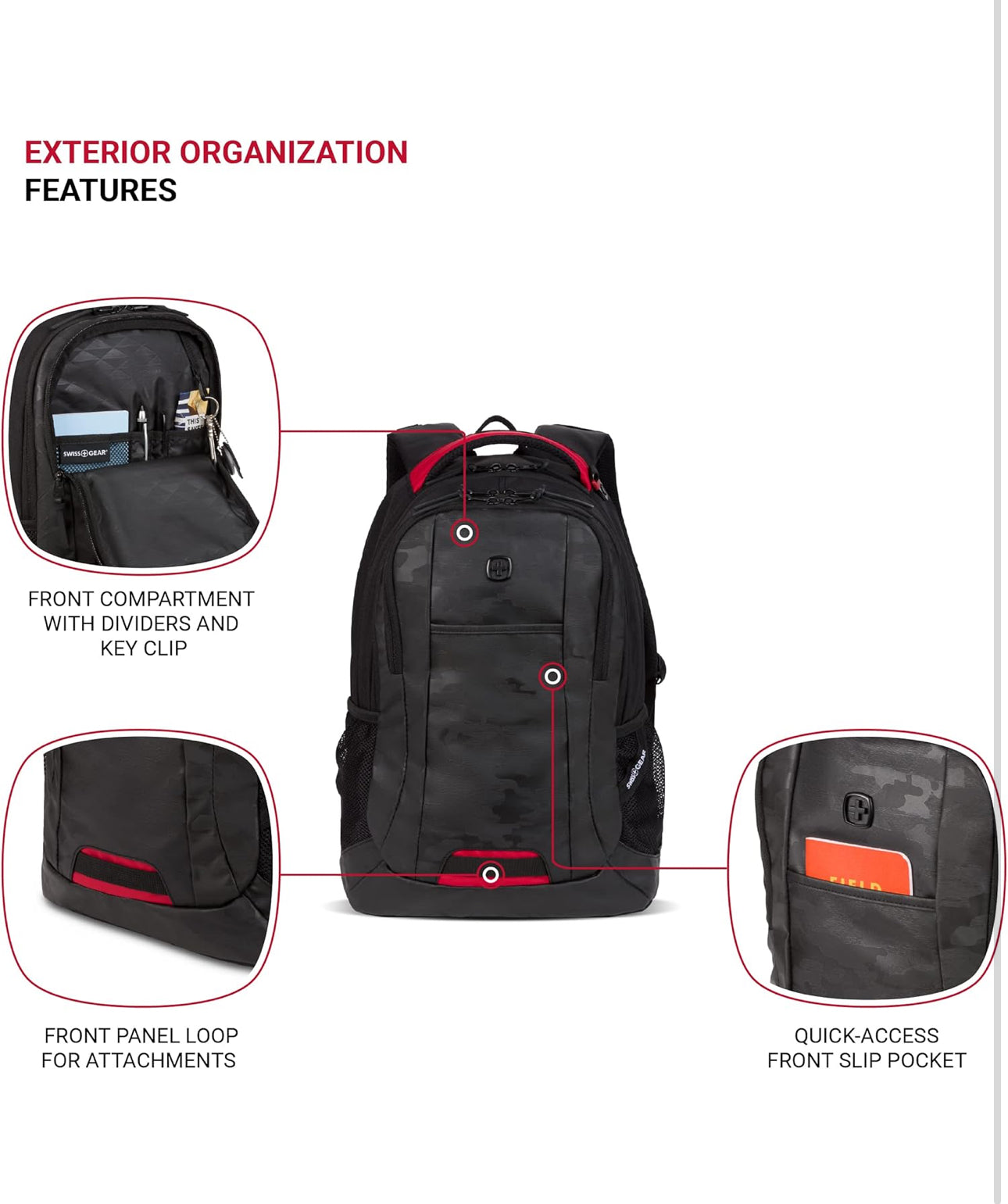 ⚡ HOT SALE! SwissGear Cecil 5505 Daypack, Backpack, Camo Black Daypack 18-Inch