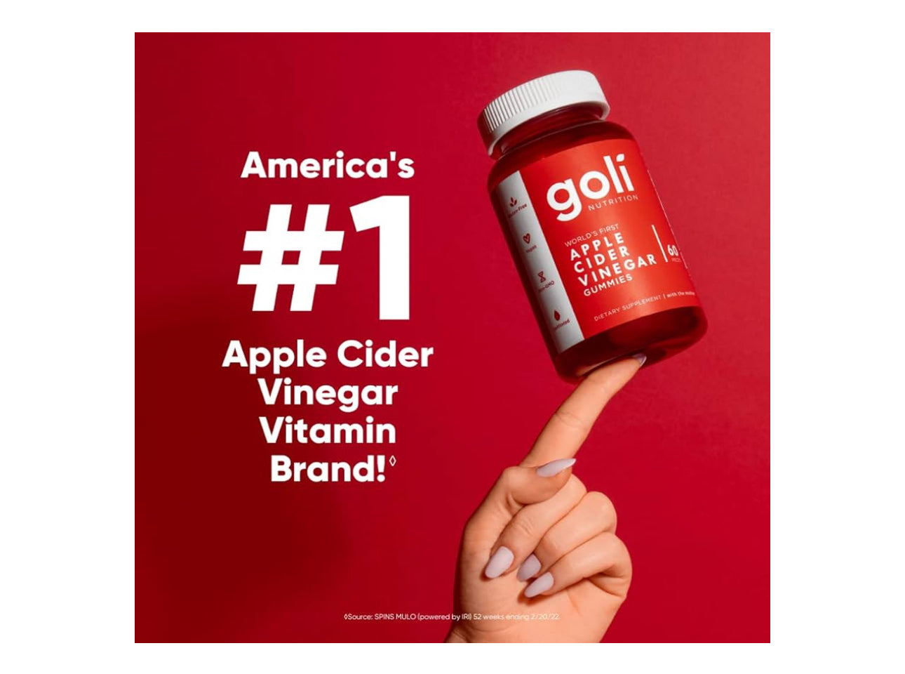 Goli Nutrition World's First Apple Cider Vinegar Gummies 60 Count (3 PACK) 180 C