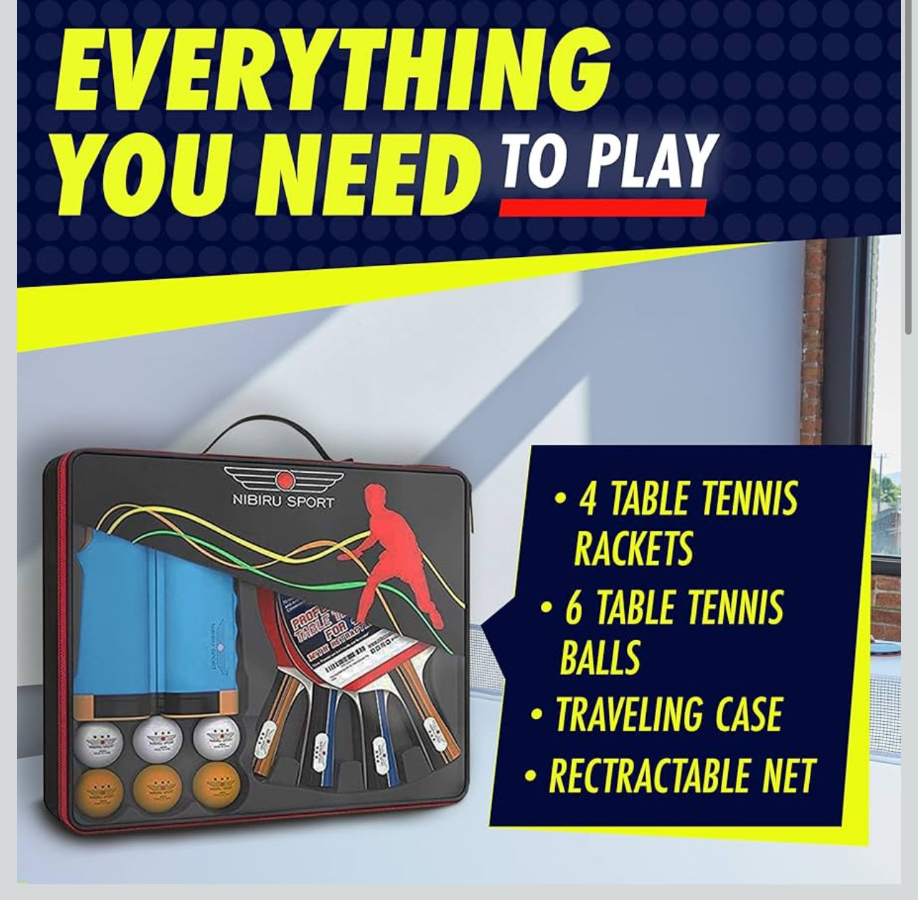 NIBIRU SPORT Professional Ping Pong Paddle Sets - 2 Player or 4 4-Player Set